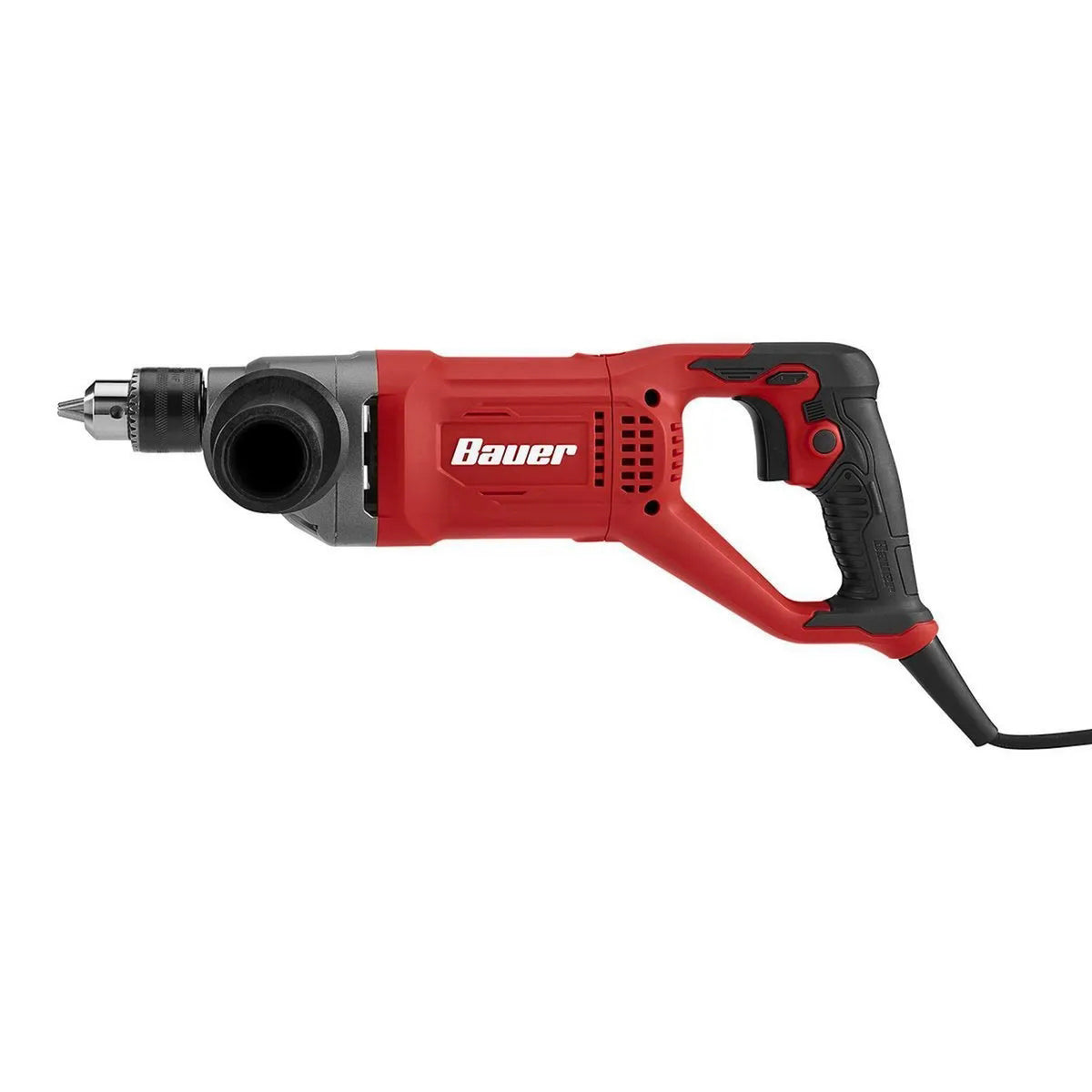 BAUER 9-Amp Heavy-Duty D-Handle Drill, 1/2-Inch Keyed Chuck, Variable Speed, 1200 RPM