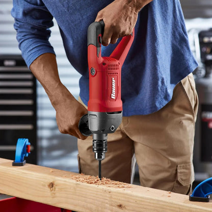 BAUER 9-Amp Heavy-Duty D-Handle Drill, 1/2-Inch Keyed Chuck, Variable Speed, 1200 RPM