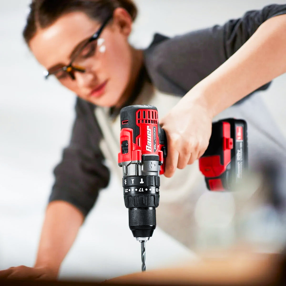 Cordless Hammer Drill Working Level View