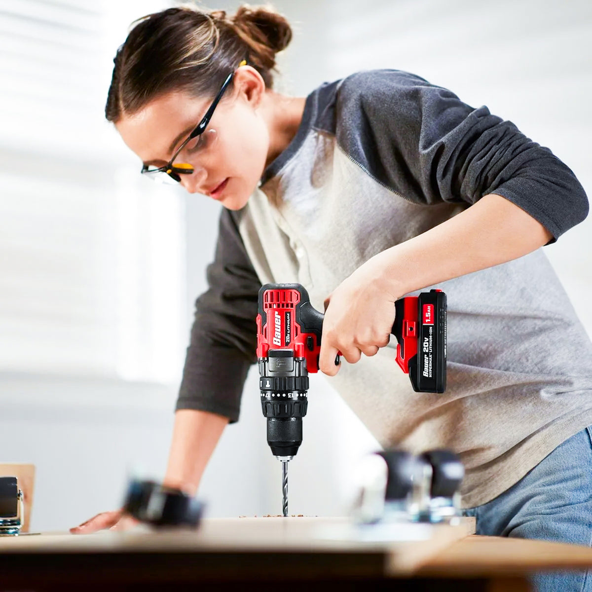 Cordless Hammer Drill Working Level View