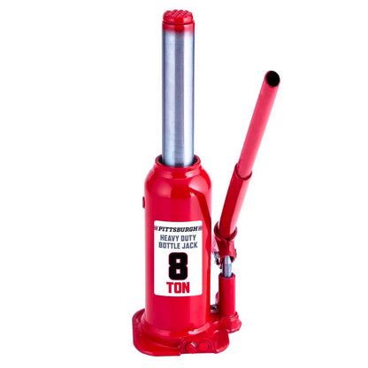 Piston rod of a red hydraulic battle jack